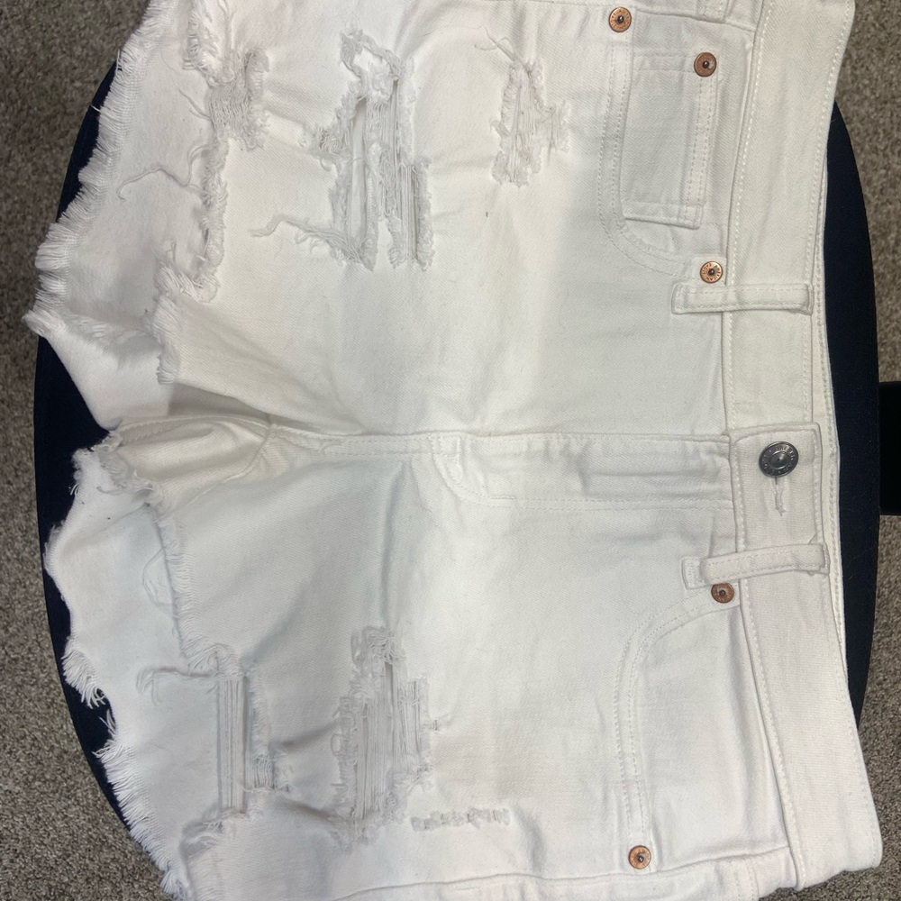 Women’s White American Eagle Stretch Ripped Denim Shorts